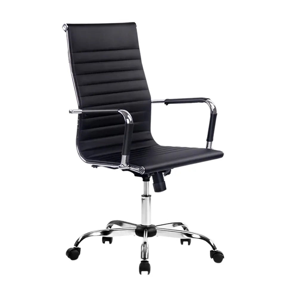 Artiss Office Chair PU Leather High Back Black - Furniture > Office