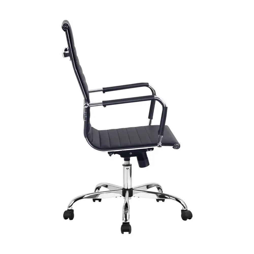 Artiss Office Chair PU Leather High Back Black - Furniture > Office