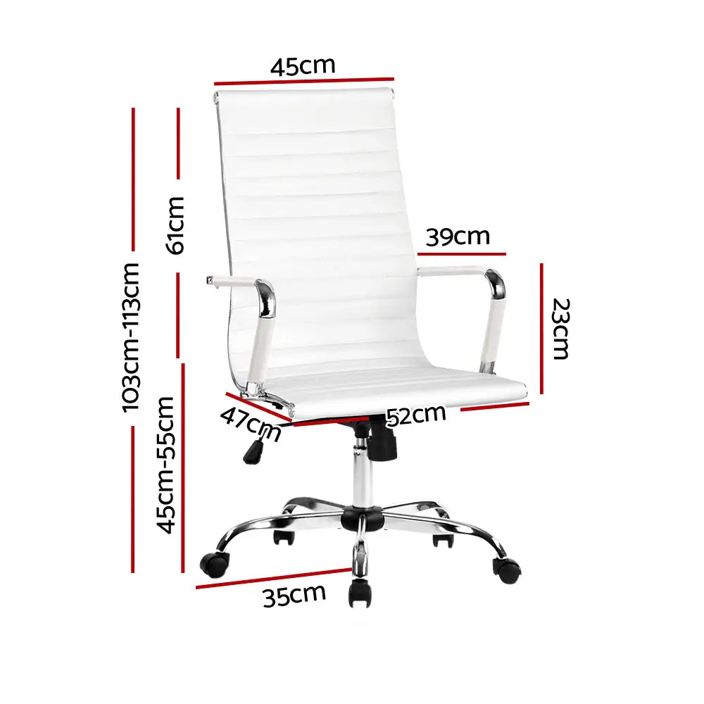 Artiss Office Chair PU Leather High Back White - Furniture > Office