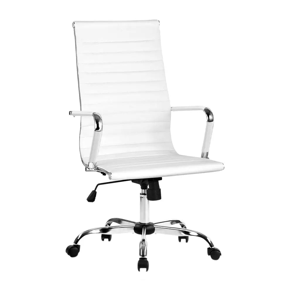 Artiss Office Chair PU Leather High Back White - Furniture > Office