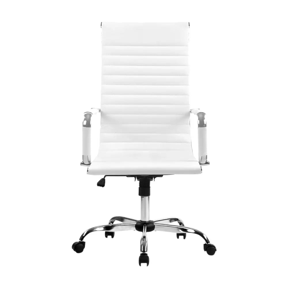 Artiss Office Chair PU Leather High Back White - Furniture > Office