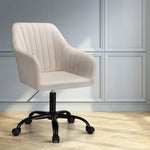 Artiss Office Chair Velvet Seat Cream - Furniture > Office > Office & Desk Chairs
