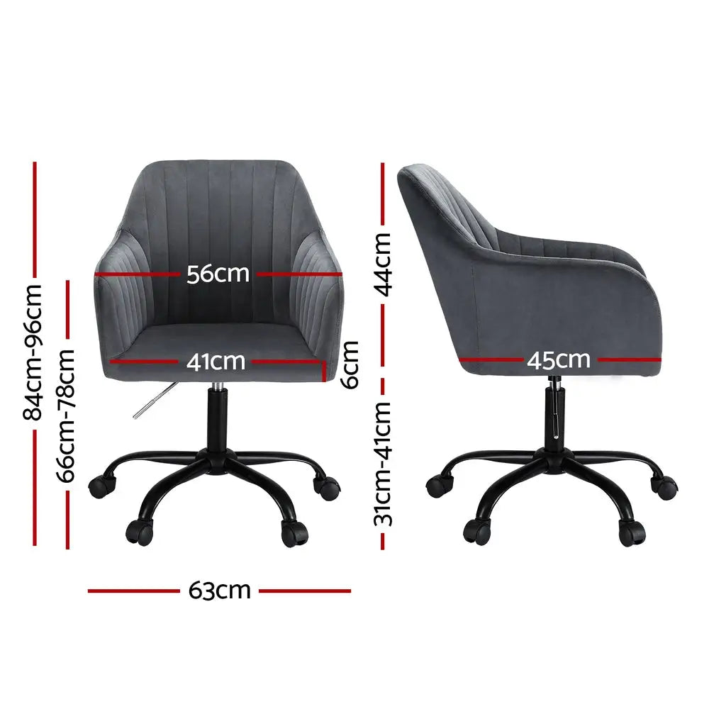 Artiss Office Chair Velvet Seat Dark Grey - Furniture > Office > Office & Desk Chairs