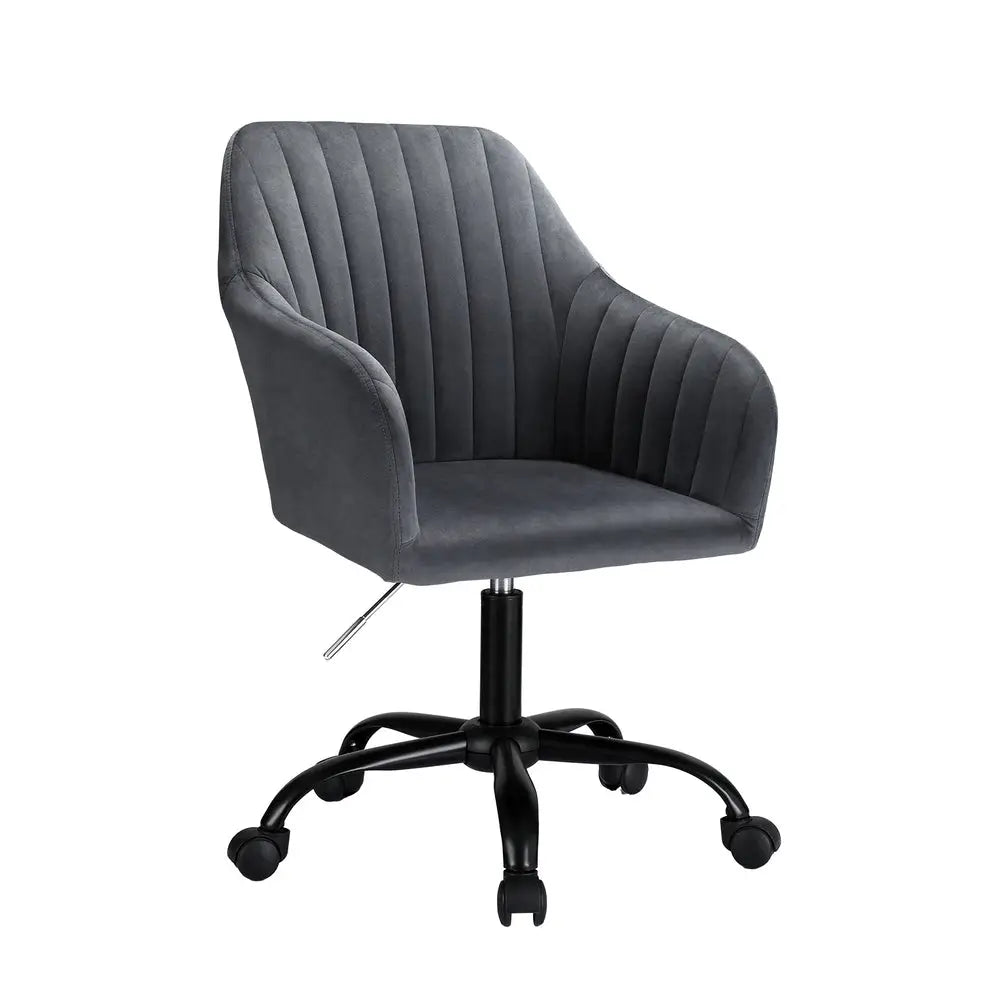 Artiss Office Chair Velvet Seat Dark Grey - Furniture > Office > Office & Desk Chairs