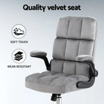 Artiss Office Chair Velvet Seat Racing Gaming Computer Desk Chairs Armrest Grey - Furniture > Office > Office & Desk