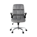 Artiss Office Chair Velvet Seat Racing Gaming Computer Desk Chairs Armrest Grey - Furniture > Office > Office & Desk