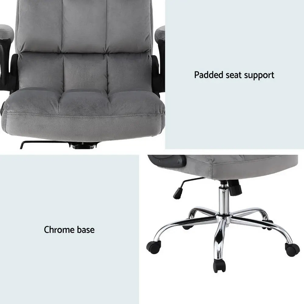 Artiss Office Chair Velvet Seat Racing Gaming Computer Desk Chairs Armrest Grey - Furniture > Office > Office & Desk