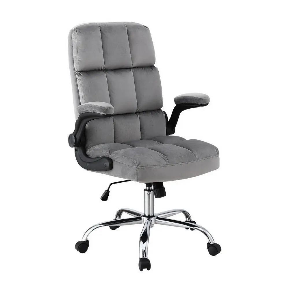 Artiss Office Chair Velvet Seat Racing Gaming Computer Desk Chairs Armrest Grey - Furniture > Office > Office & Desk