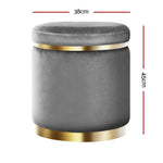 Artiss Ottoman Foot Stool Round Velvet Charcoal - Furniture > Living Room