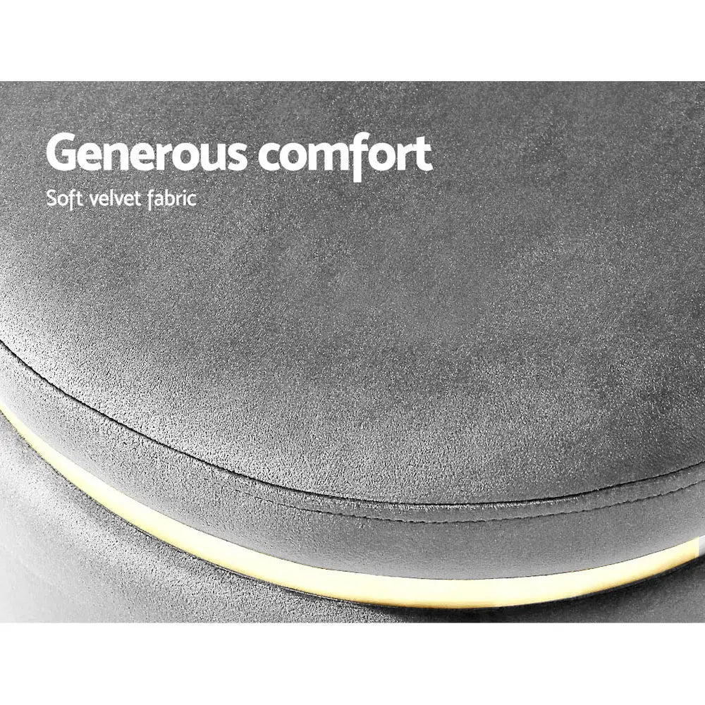 Artiss Ottoman Foot Stool Round Velvet Charcoal - Furniture > Living Room