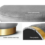 Artiss Ottoman Foot Stool Round Velvet Charcoal - Furniture > Living Room