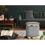 Artiss Ottoman Foot Stool Round Velvet Charcoal - Furniture > Living Room