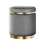 Artiss Ottoman Foot Stool Round Velvet Charcoal - Furniture > Living Room