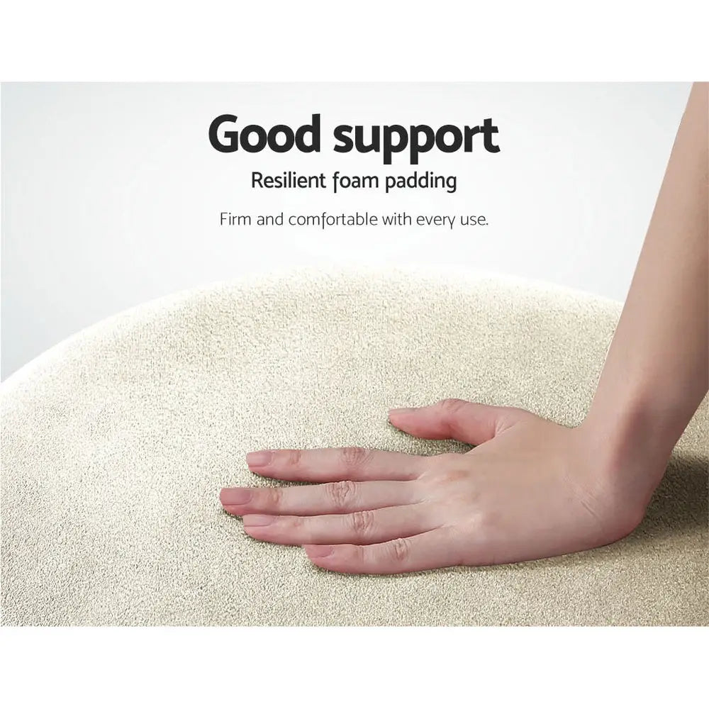 Artiss Ottoman Foot Stool Round Velvet Cream - Furniture > Living Room
