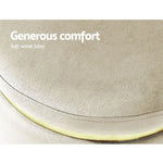 Artiss Ottoman Foot Stool Round Velvet Cream - Furniture > Living Room