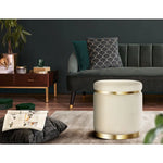 Artiss Ottoman Foot Stool Round Velvet Cream - Furniture > Living Room
