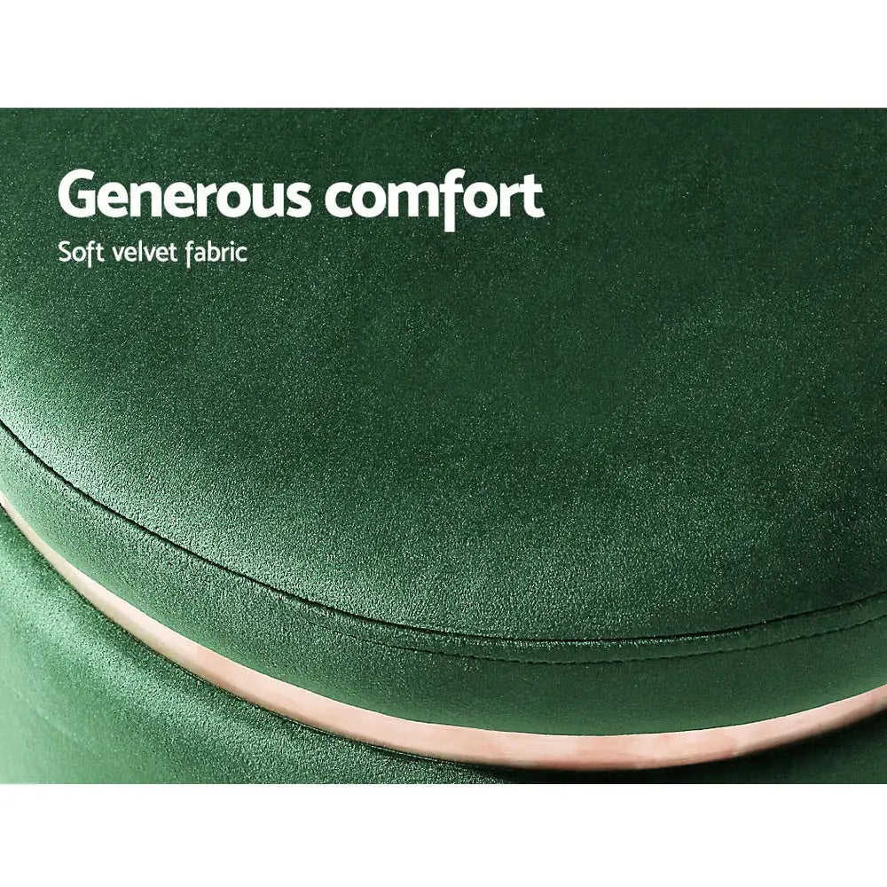 Artiss Ottoman Foot Stool Round Velvet Green - Furniture > Living Room