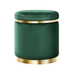 Artiss Ottoman Foot Stool Round Velvet Green - Furniture > Living Room