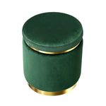 Artiss Ottoman Foot Stool Round Velvet Green - Furniture > Living Room