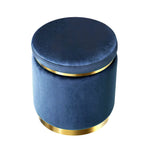 Artiss Ottoman Foot Stool Round Velvet Navy - Furniture > Living Room