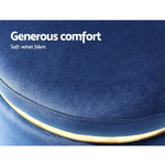 Artiss Ottoman Foot Stool Round Velvet Navy - Furniture > Living Room