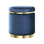 Artiss Ottoman Foot Stool Round Velvet Navy - Furniture > Living Room