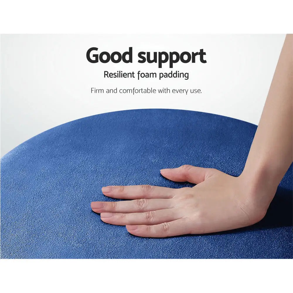 Artiss Ottoman Foot Stool Round Velvet Navy - Furniture > Living Room