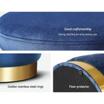 Artiss Ottoman Foot Stool Round Velvet Navy - Furniture > Living Room