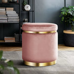 Artiss Ottoman Foot Stool Round Velvet Pink - Furniture > Living Room