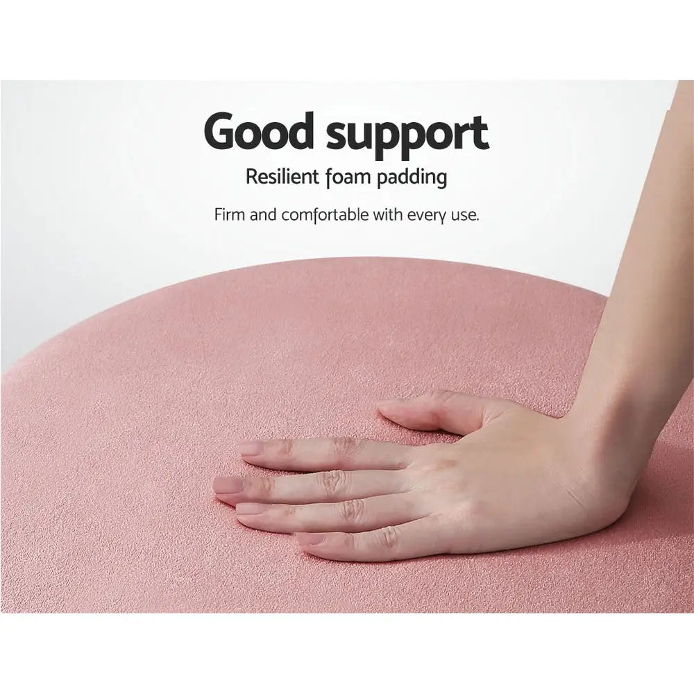 Artiss Ottoman Foot Stool Round Velvet Pink - Furniture > Living Room
