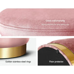 Artiss Ottoman Foot Stool Round Velvet Pink - Furniture > Living Room