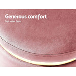 Artiss Ottoman Foot Stool Round Velvet Pink - Furniture > Living Room
