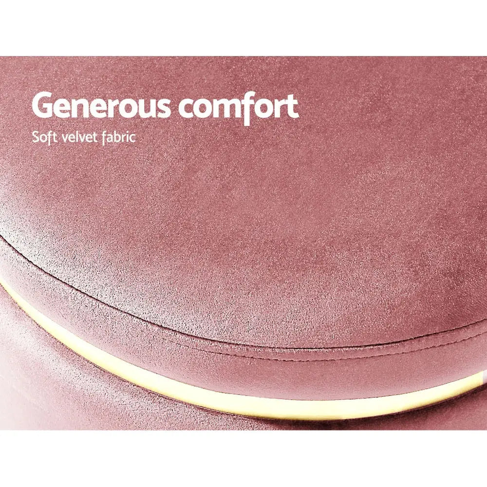 Artiss Ottoman Foot Stool Round Velvet Pink - Furniture > Living Room