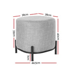 Artiss Ottoman Foot Stool Square Linen Grey - Furniture > Living Room