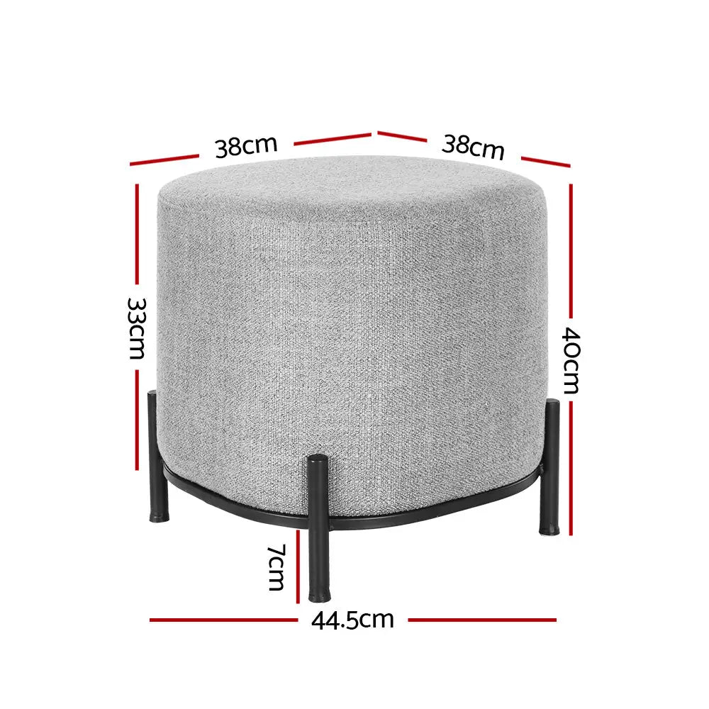 Artiss Ottoman Foot Stool Square Linen Grey - Furniture > Living Room