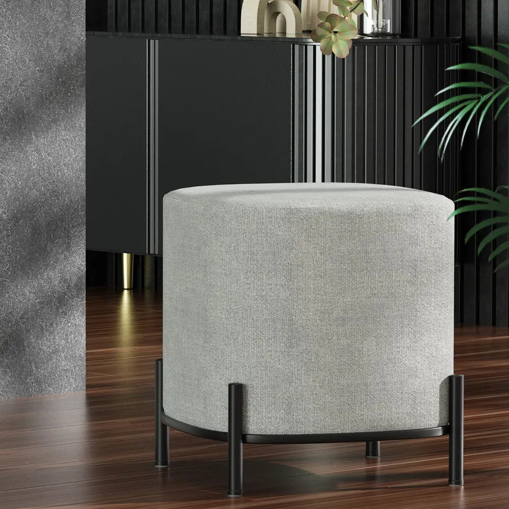 Artiss Ottoman Foot Stool Square Linen Grey - Furniture > Living Room