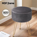 Artiss Ottoman Foot Stool Velvet Stripe Round Grey - Furniture > Living Room > Ottomans & Footstools