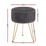 Artiss Ottoman Foot Stool Velvet Stripe Round Grey - Furniture > Living Room > Ottomans & Footstools