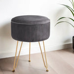 Artiss Ottoman Foot Stool Velvet Stripe Round Grey - Furniture > Living Room > Ottomans & Footstools