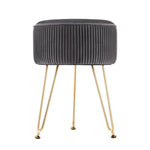 Artiss Ottoman Foot Stool Velvet Stripe Round Grey - Furniture > Living Room > Ottomans & Footstools