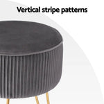 Artiss Ottoman Foot Stool Velvet Stripe Round Grey - Furniture > Living Room > Ottomans & Footstools