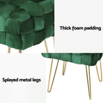 Artiss Ottoman Foot Stool Woven Velvet Green - Furniture > Living Room