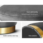 Artiss Ottoman Storage Foot Stool Round Velvet Charcoal - Furniture > Living Room