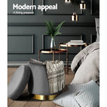 Artiss Ottoman Storage Foot Stool Round Velvet Charcoal - Furniture > Living Room