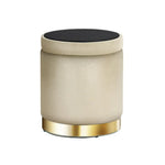 Artiss Ottoman Storage Foot Stool Round Velvet Cream - Furniture > Living Room
