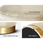 Artiss Ottoman Storage Foot Stool Round Velvet Cream - Furniture > Living Room