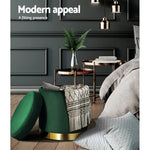Artiss Ottoman Storage Foot Stool Round Velvet Green - Furniture > Living Room