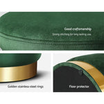 Artiss Ottoman Storage Foot Stool Round Velvet Green - Furniture > Living Room