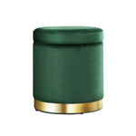 Artiss Ottoman Storage Foot Stool Round Velvet Green - Furniture > Living Room