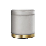 Artiss Ottoman Storage Foot Stool Round Velvet Grey - Furniture > Living Room
